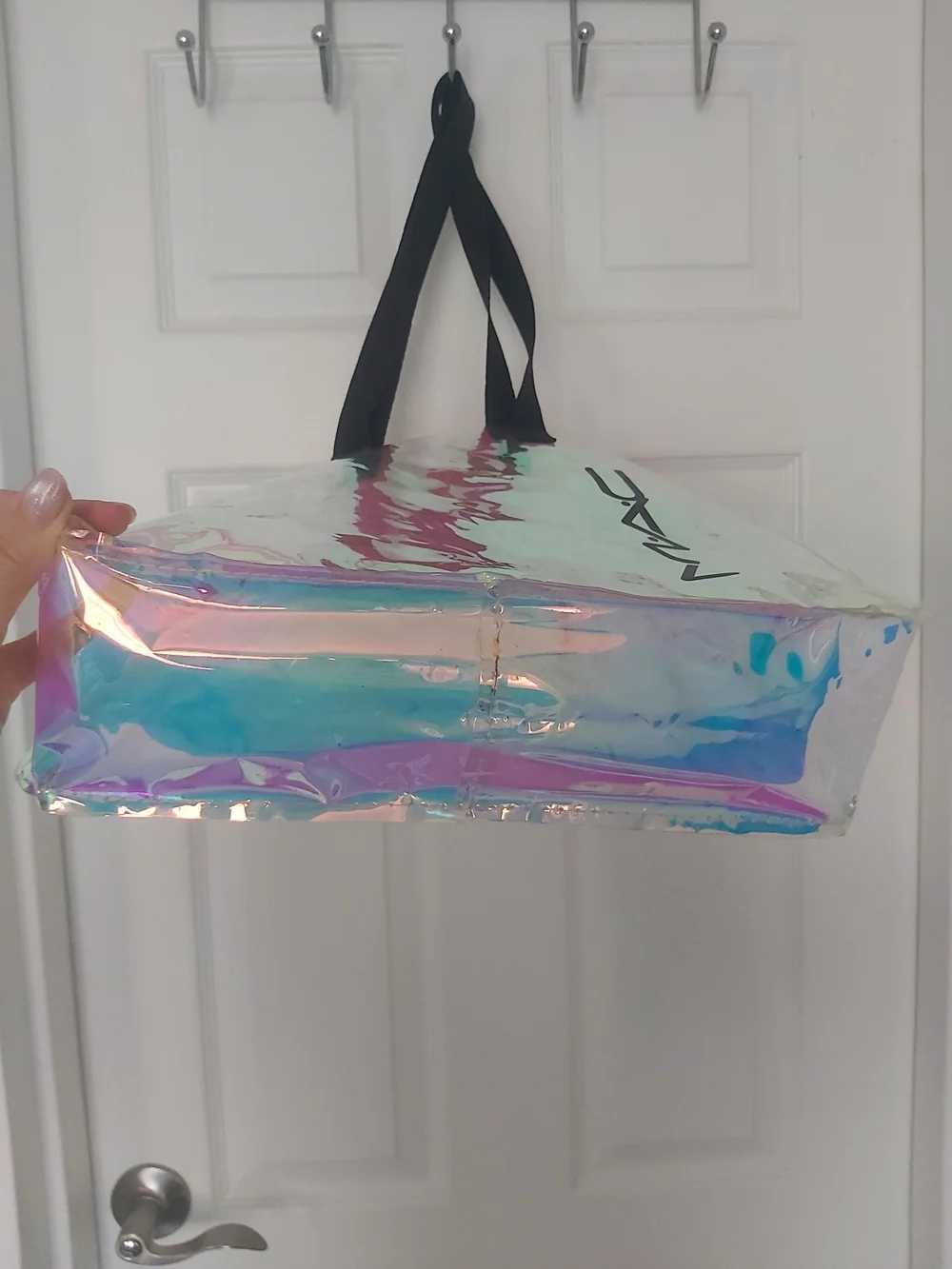 MAC Cosmetics Iridescent Holographic Tote Bag in Multi - Picture 6 of 11